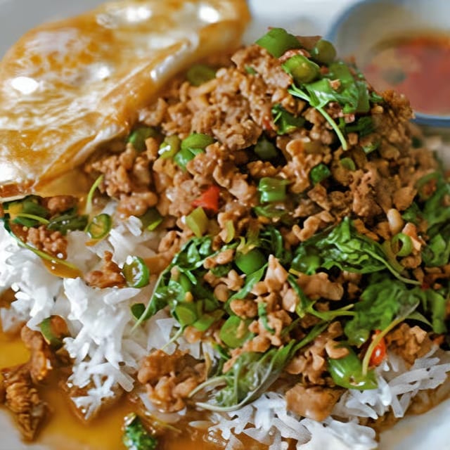 Pad-Ga-Prow-Nuea Stir-Fried.